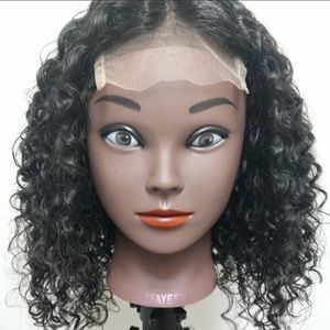 Human Hair Wig 14 Inch Deep Wave Closure